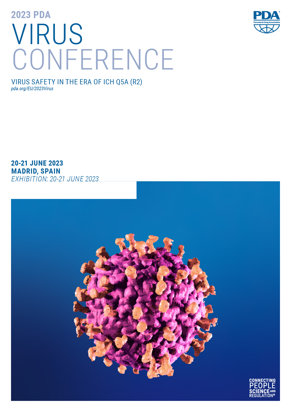 A poster for the virus conference with a picture of a virus on it.