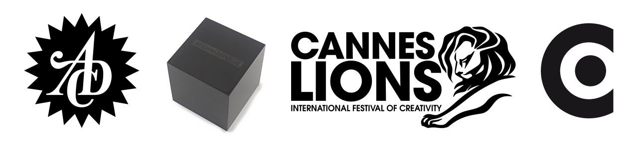 A black and white logo for cannes lions and other awards