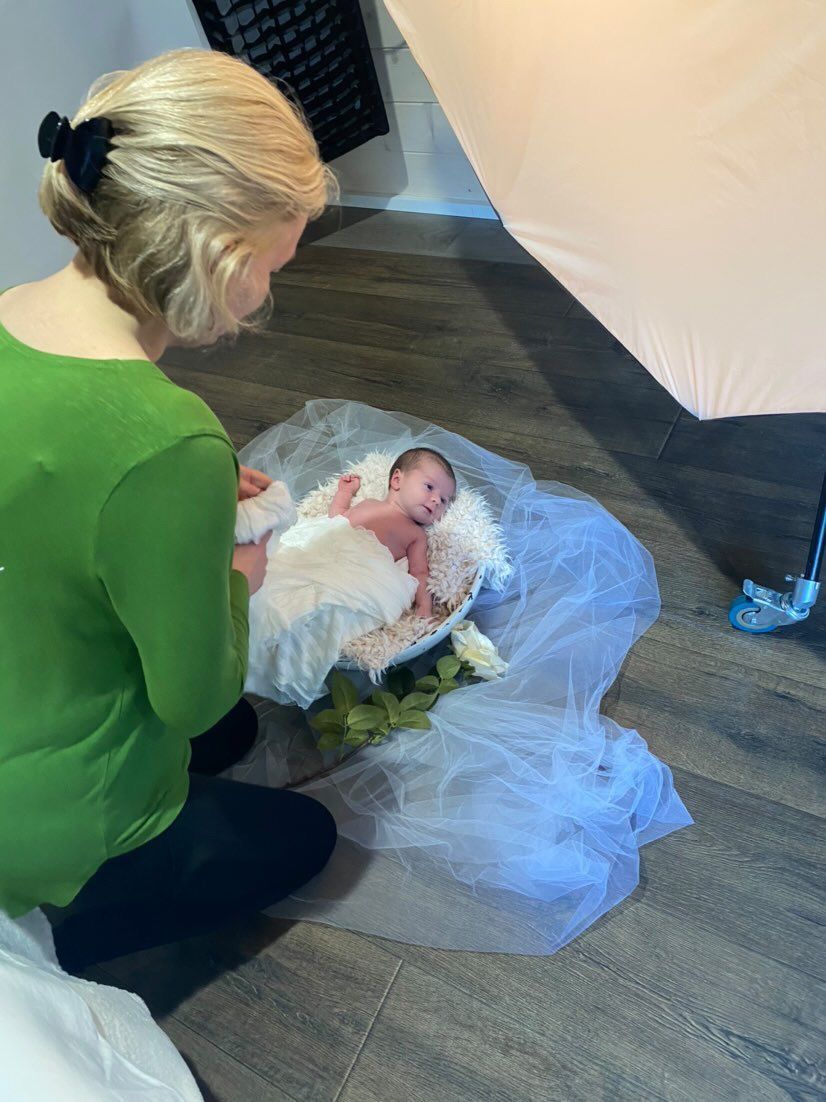 Behind the scenes at baby photoshoot at Sally Parkinson Photography Braintree Essex