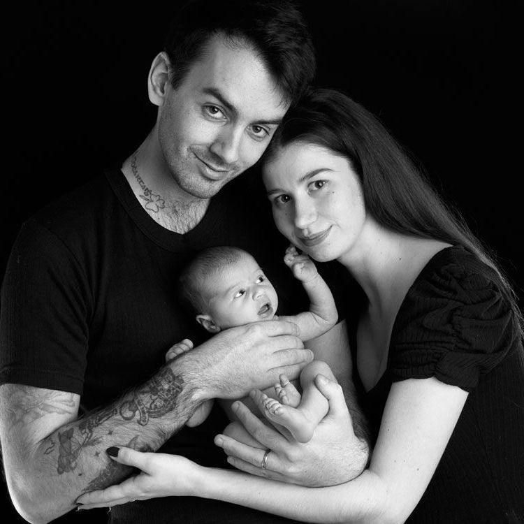 Family of 3 with newborn baby girl at the studio in Braintree Essex