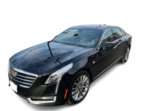 A black cadillac is shown on a white background.