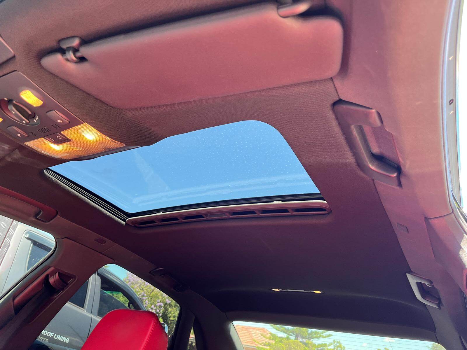 car roof liner with a sunroof