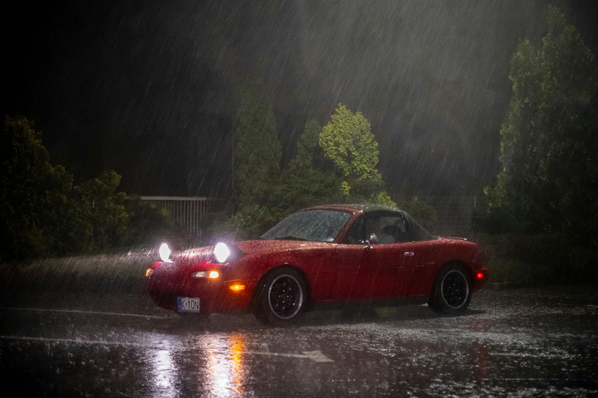 car in the rain