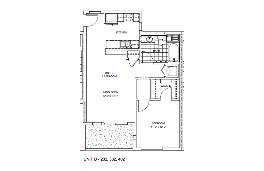 Unit D, 1 Bedroom