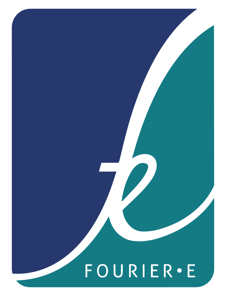 Fourier-E logo with blue and teal panels and a stylized white curve