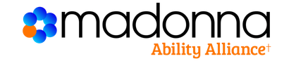 Madonna Ability Alliance logo. Blue and orange circles form a shape, with black text.