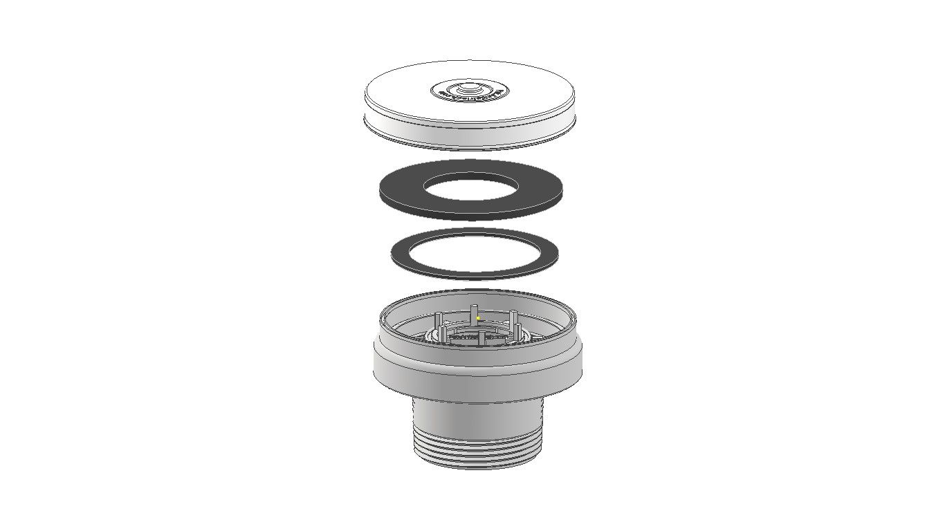 A set of white pipes and o rings on a white background