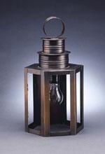 Lantern with a hexagonal body, a round top with a handle, and an exposed lightbulb.