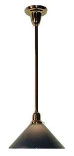 Bronze pendant light with a conical shade.