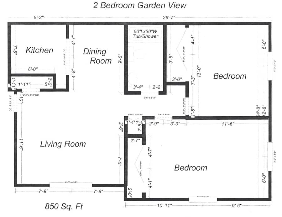 2 Bedrooms/ 1 Bathroom