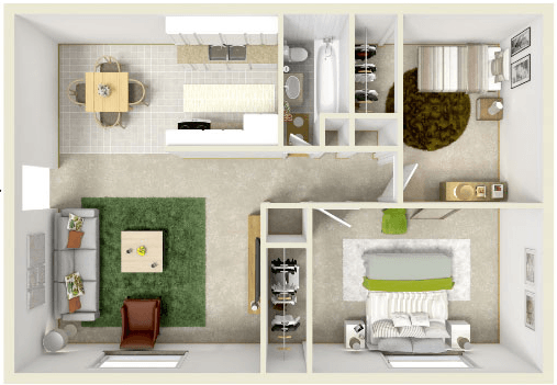 2 Bedrooms / 1 Bathroom