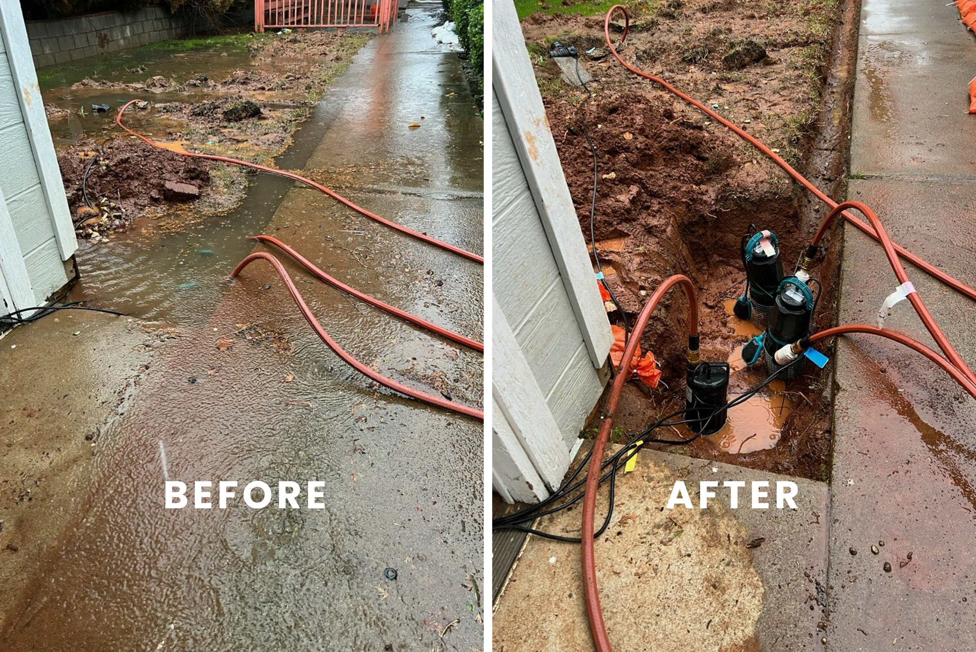 before and after sump reduction of standing water