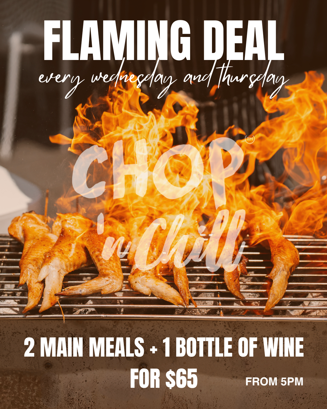 A Wicked Tue Wed Special From 5 Pm, Enjoy 2 Main Meals Plus 1 Bottle Wine — Chop 'n Chill South West Rocks in South West Rocks, NSW