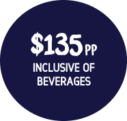 A Blue Circle with The Words 135 Pp Inclusive of Beverages '' on It — Chop 'n Chill South West Rocks in South West Rocks, NSW