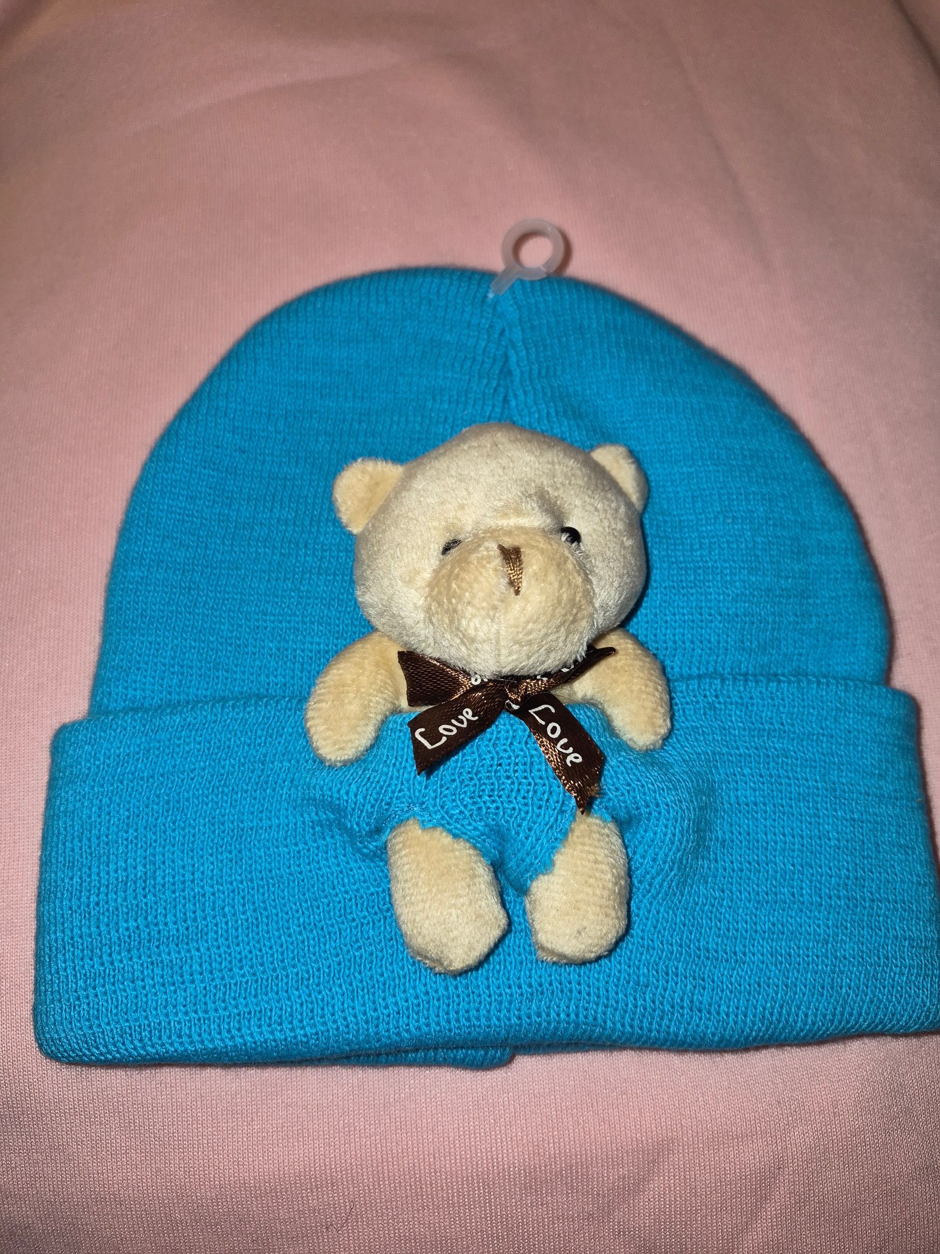 Blue Beanie with Brown Teddy