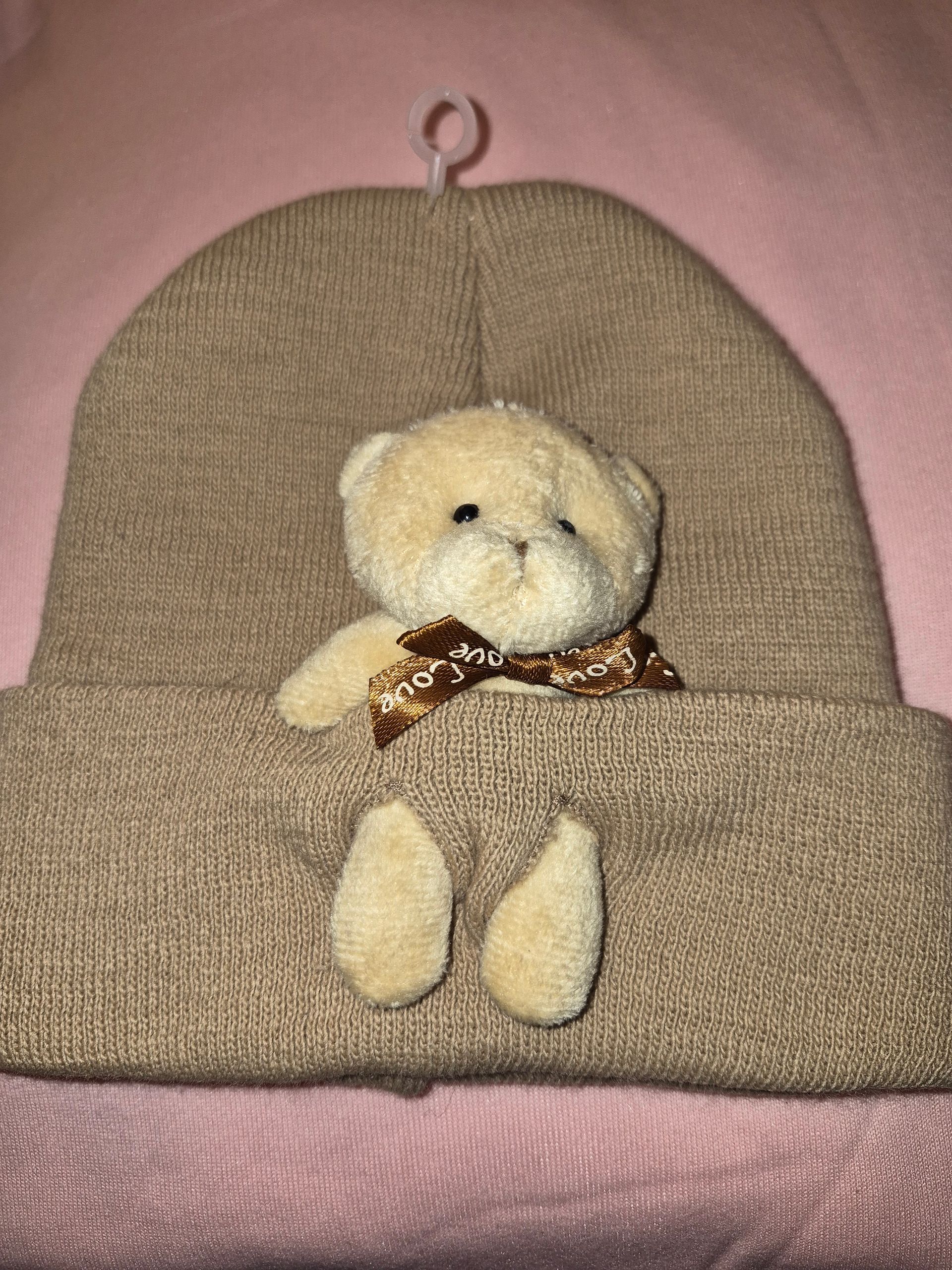 Brown beanie with brown teddy