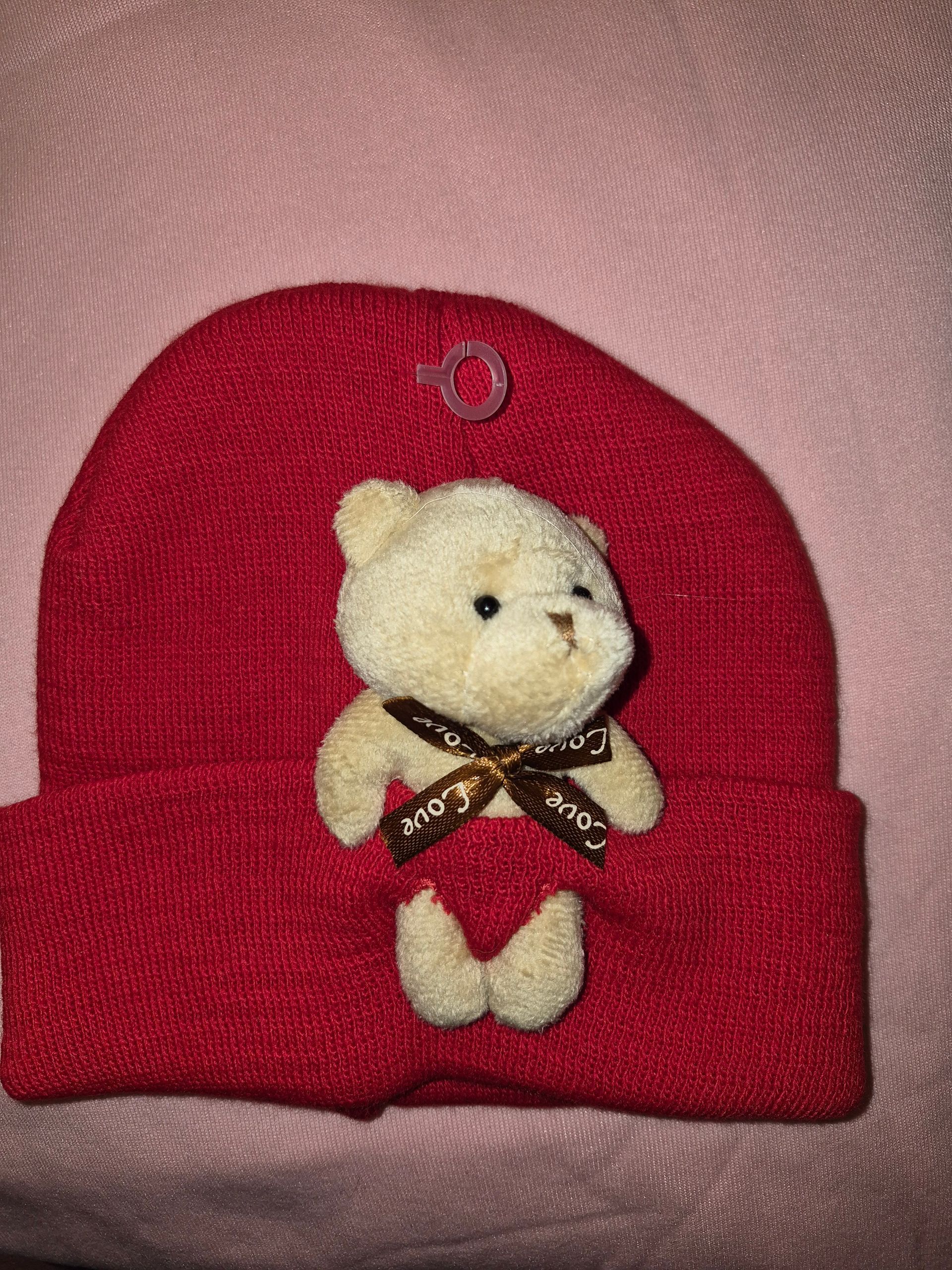 Red beanie with Brown Teddy