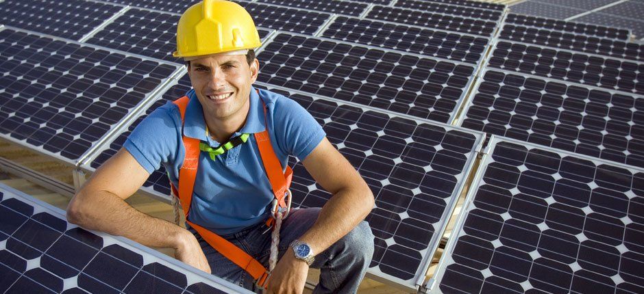 man in solar panel