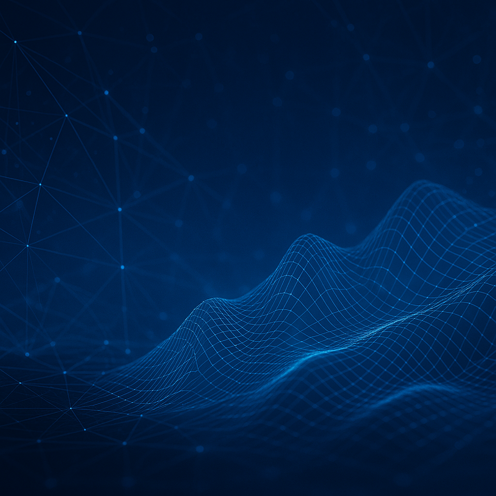 A computer generated image of a wave on a dark blue background.