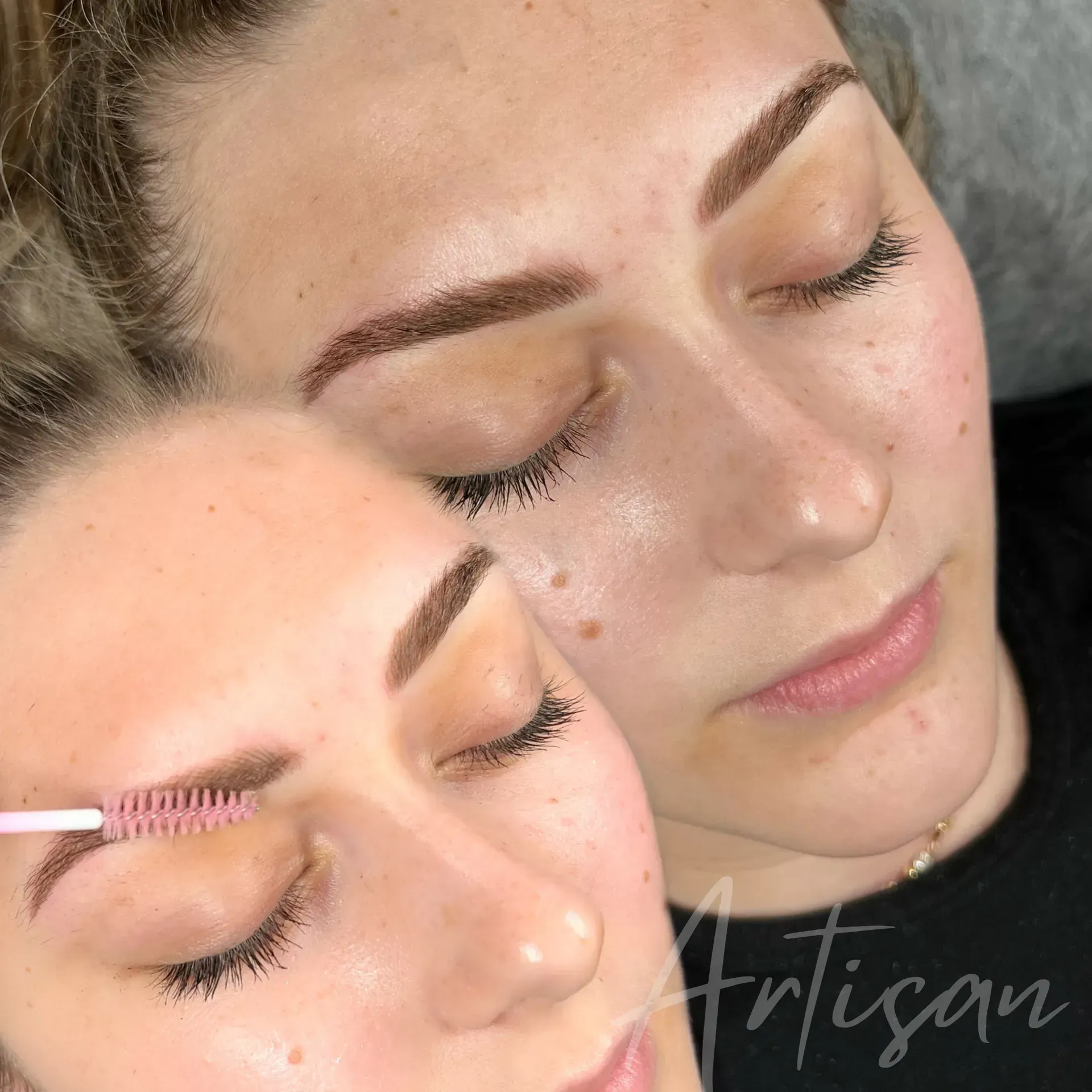 Two Women With Freshly Microbladed Eyebrows — Artisan Cosmetic Tattoo & Beauty in Worongary, QLD