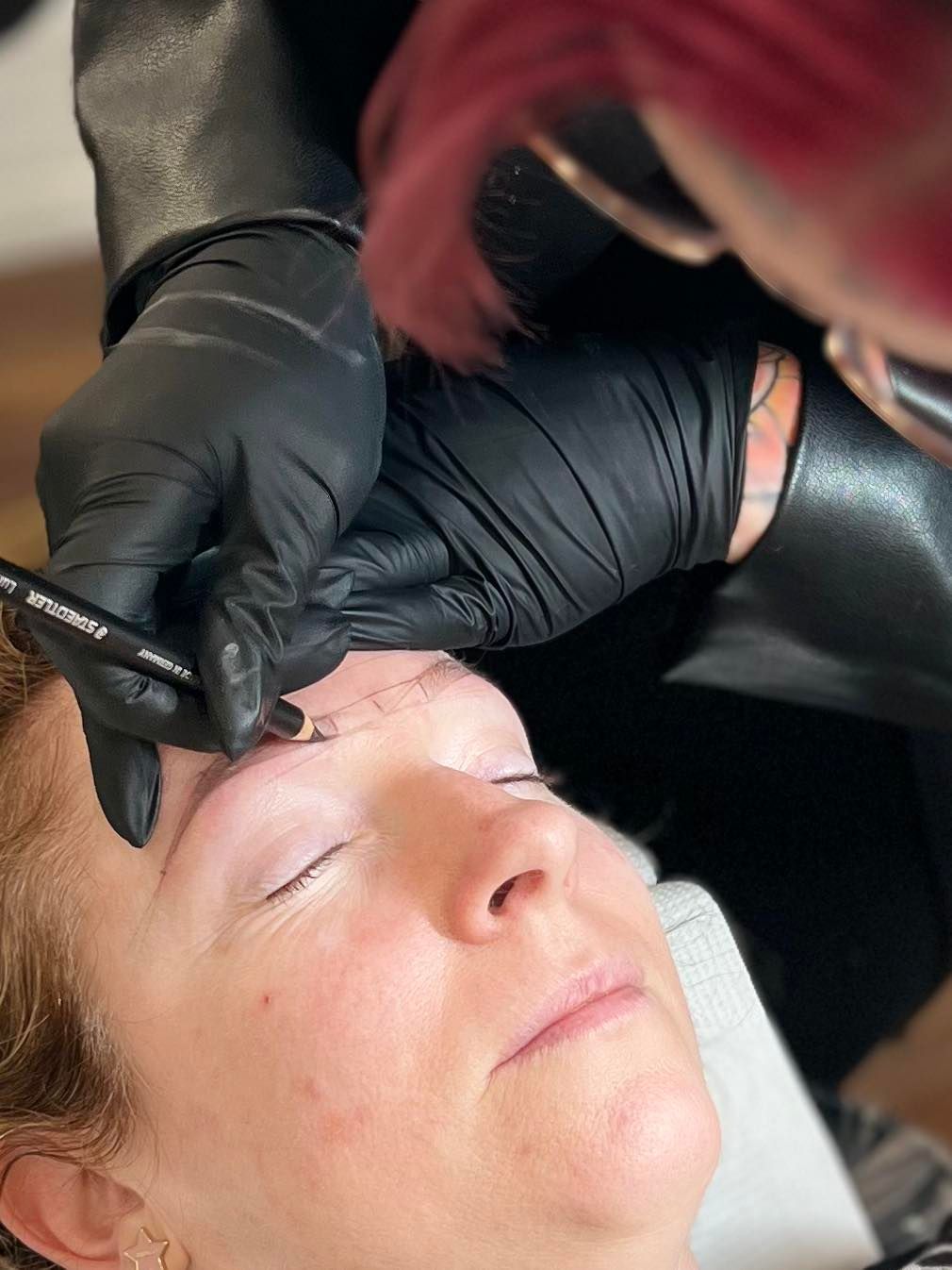 Person Receiving Eyebrow Procedure — Artisan Cosmetic Tattoo & Beauty in Worongary, QLD