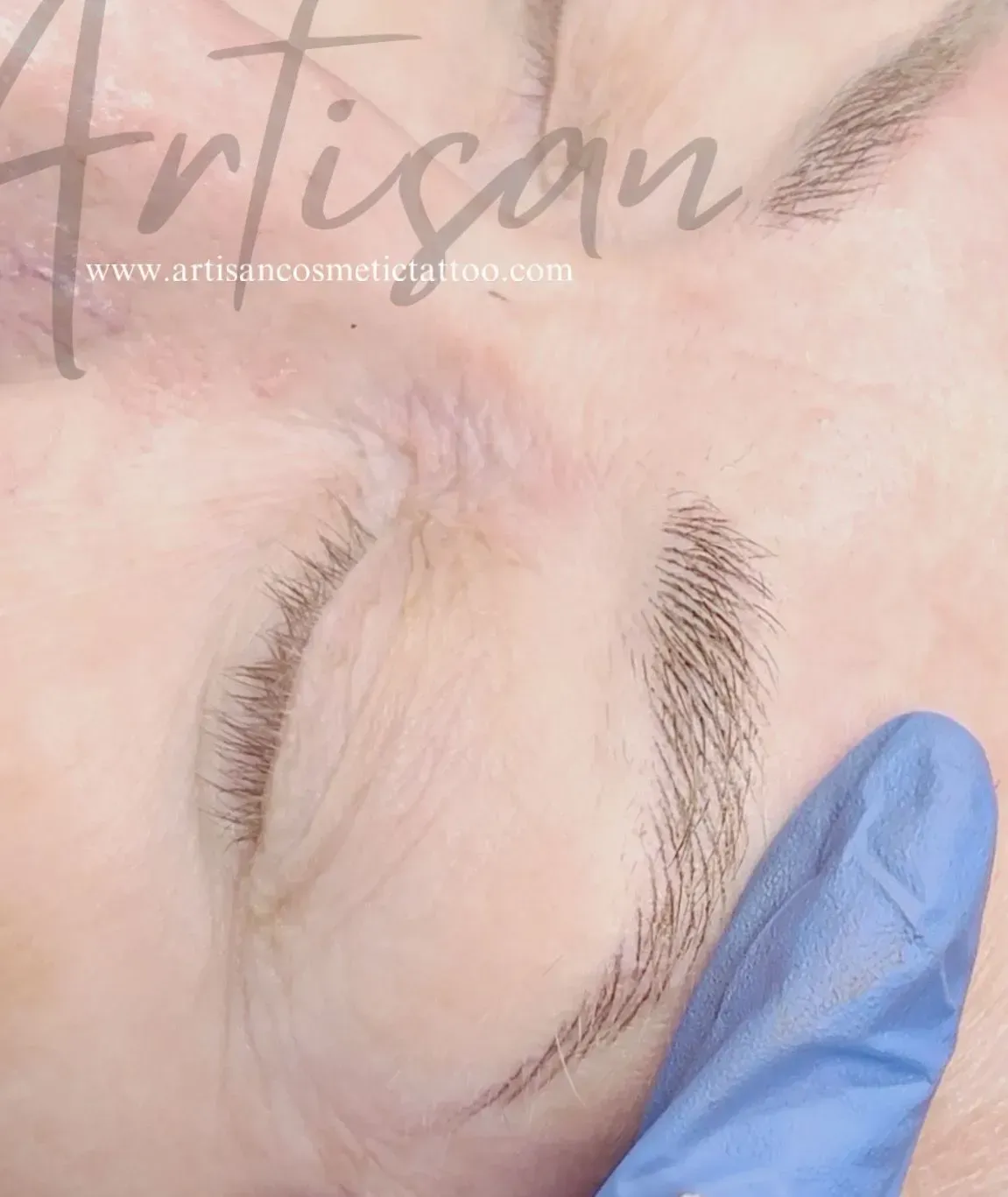 Close-up of Closed Eyes With Microbladed Eyebrows  — Artisan Cosmetic Tattoo & Beauty in Worongary, QLD