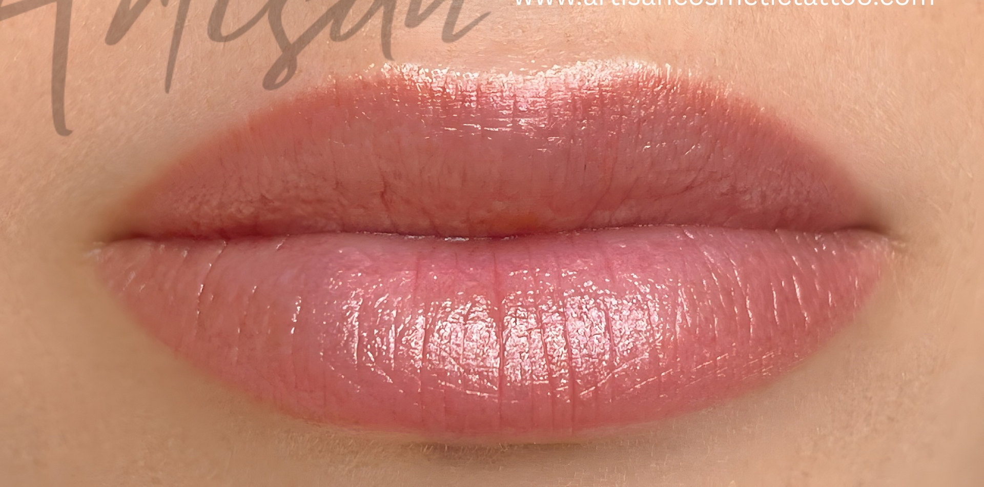 Close-up of a Person's Glossy, Light Pink Lips — Artisan Cosmetic Tattoo & Beauty in Worongary, QLD