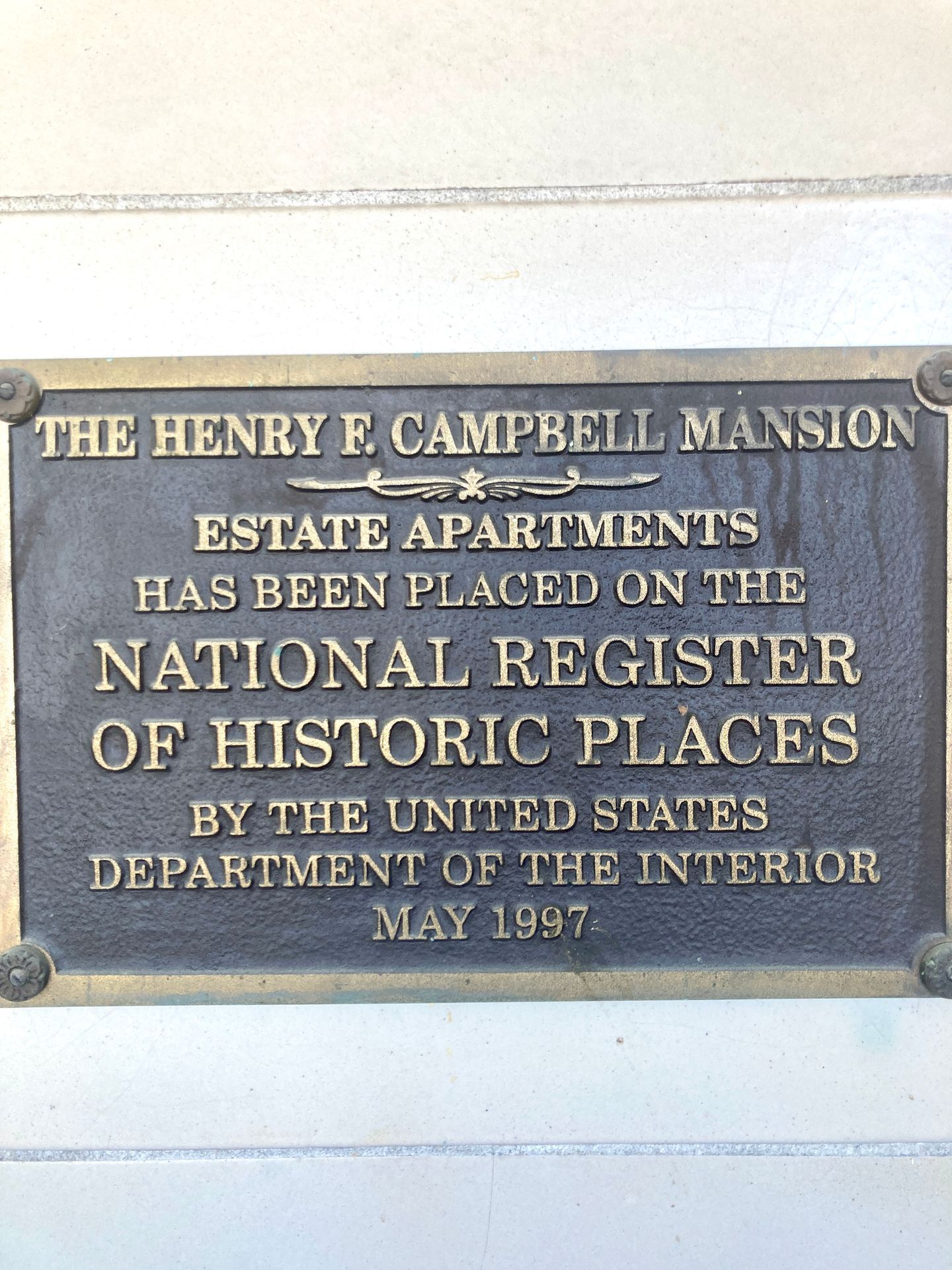 plaque of henry campbell mansion