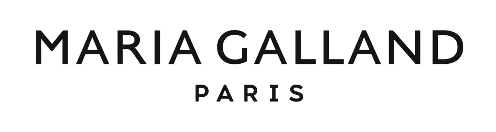 Das Logo von Maria Galland Paris ist schwarzweiß auf weißem Hintergrund.