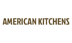 The logo for american kitchens is on a white background.