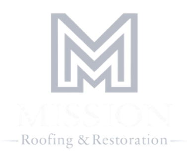 Logo for Mission Roofing & Restoration: a gray stylized letter 