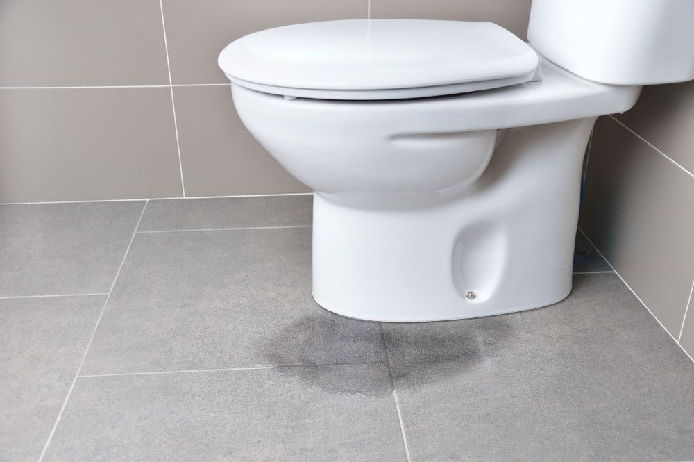 A White Toilet is Sitting on a Tiled Floor in a Bathroom — Tony Brown Plumbing & Gas Services in South Grafton, NSW