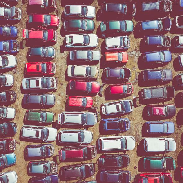 aerial view of junk yard