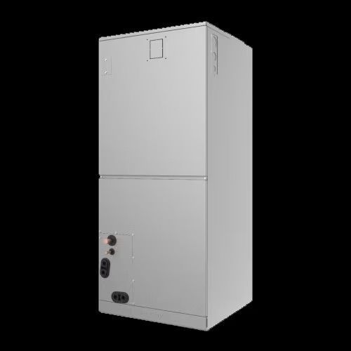 A black box with a screen on it is sitting on top of a white surface.