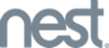 A close up of a nest logo on a white background