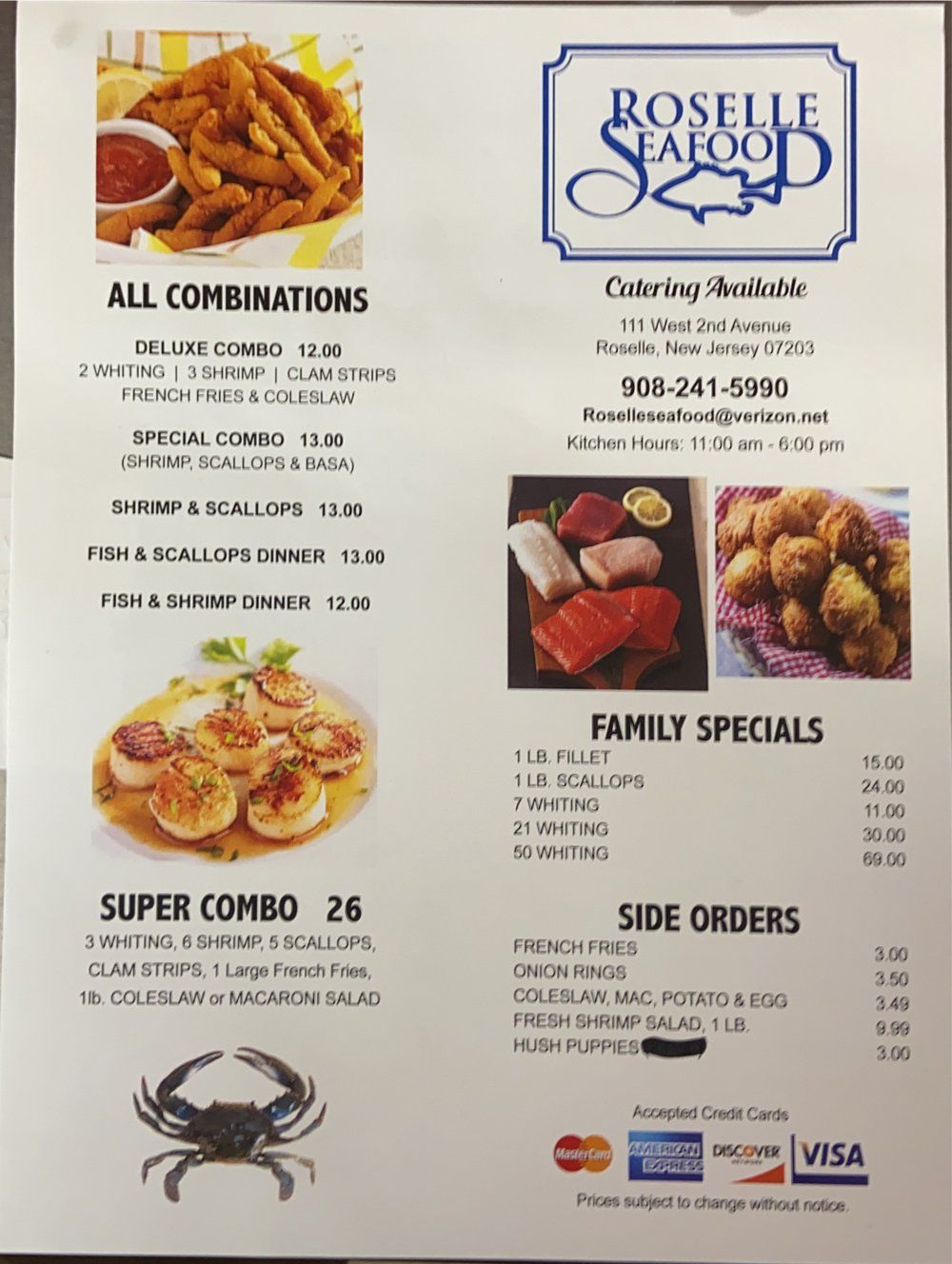 Seafood Menu Roselle, NJ Roselle Seafood Market