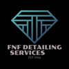 Logo for FNF Detailing Services. Blue diamond shape with "T" and vertical lines. Text: FNF Detailing Services, Est. 2024.
