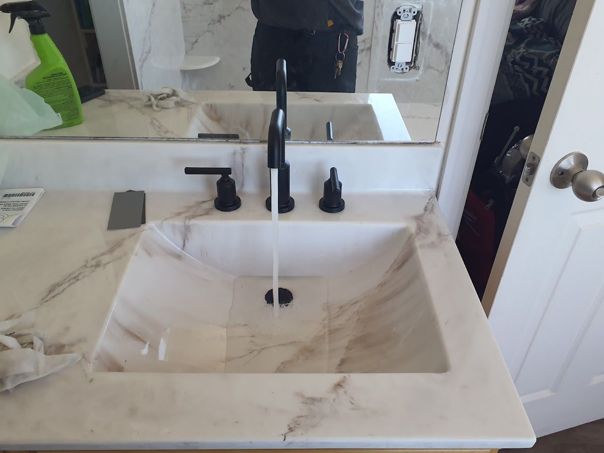 a brand new faucet with running water