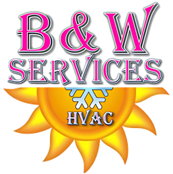 A logo for a company called b & w services hvac