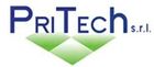 Logo di PriTech srl, nome dell'azienda in blu con un diamante verde nella parte inferiore.