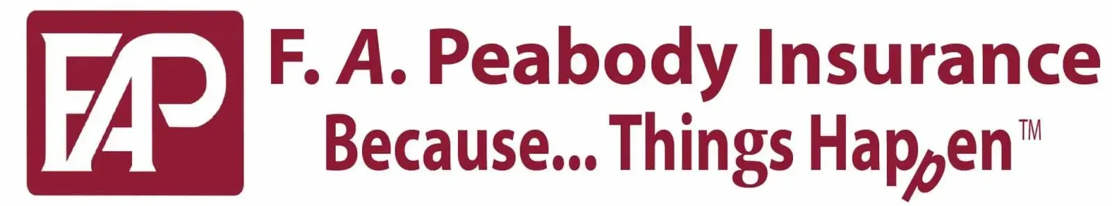 A logo for f.a. peabody insurance because things happen