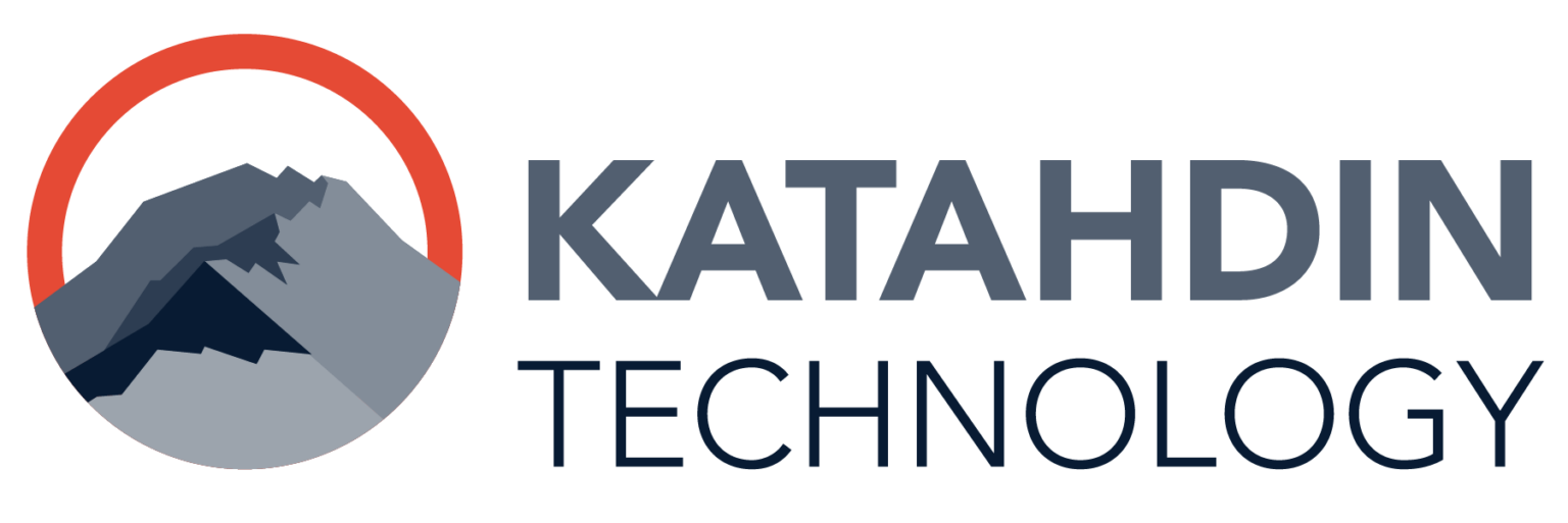 A logo for katahdin technology with a mountain in the middle
