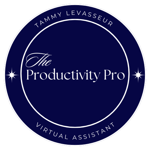 The logo for tammy levasseur the productivity pro virtual assistant.