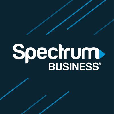 The spectrum business logo is on a dark blue background