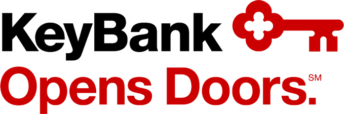 The logo for keybank opens doors shows a key and a cross.