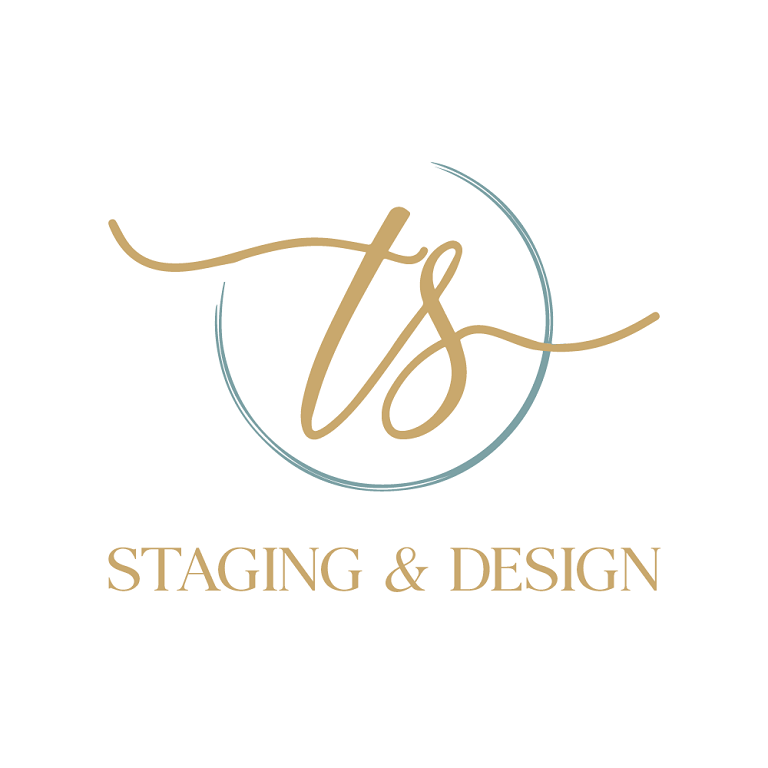 A logo for a company called staging and design