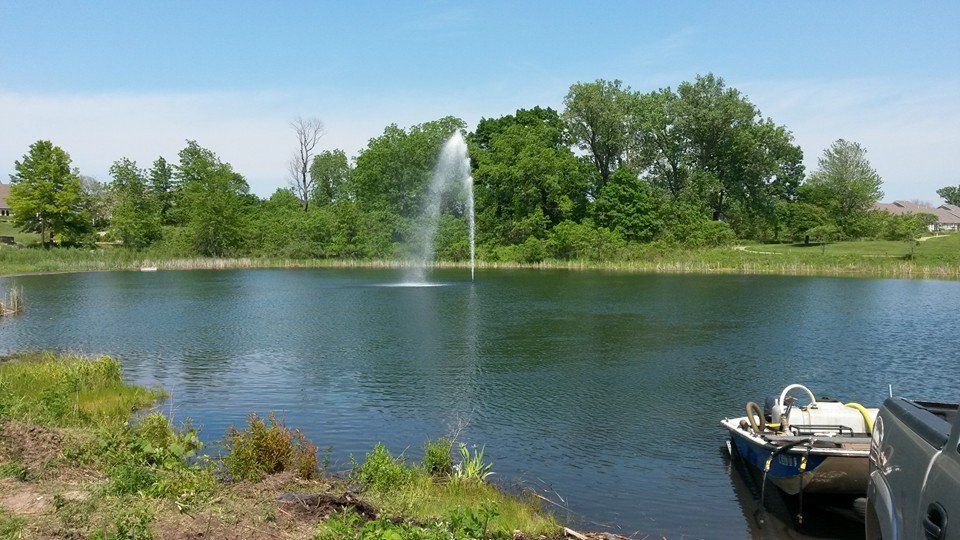 Lake with Fountain — Chesterton, IN — Lake & Pond Biologists LLC
