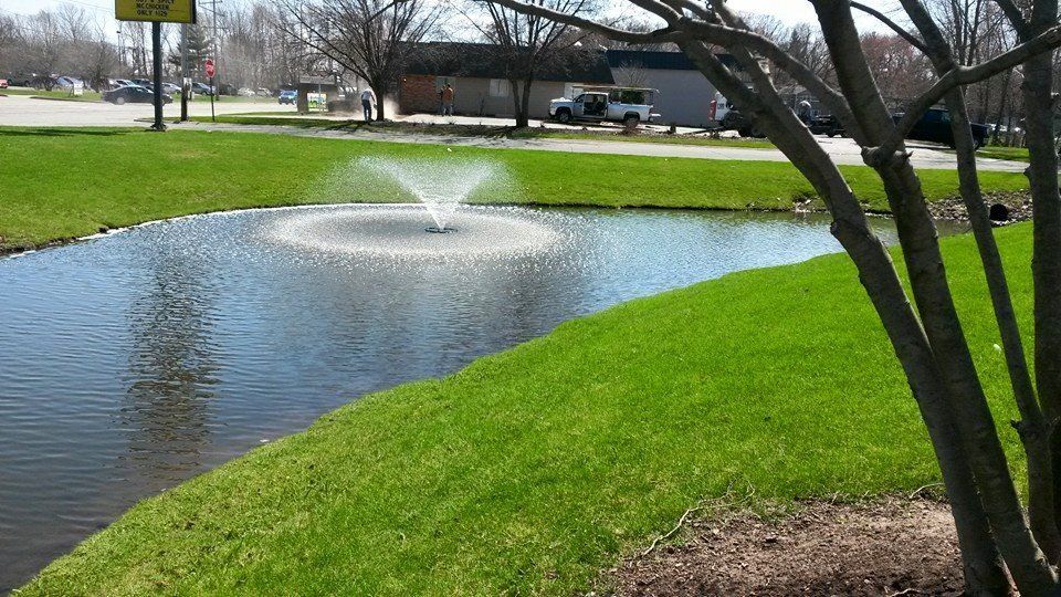 Pond with Fountain — Chesterton, IN — Lake & Pond Biologists LLC