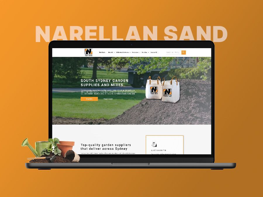Website mockup with gardening products