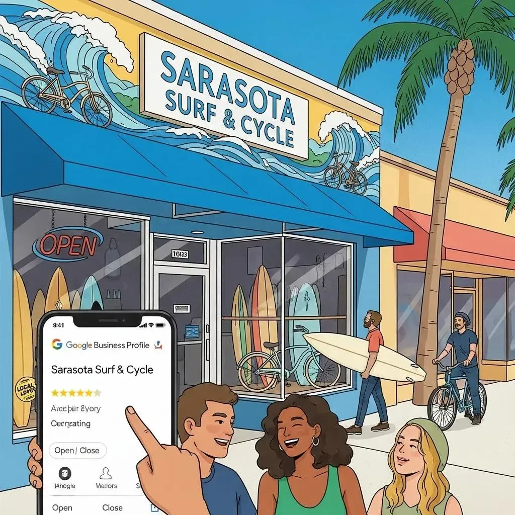 Local business storefront in Sarasota showcasing Google Business Profile